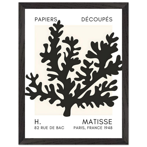 Artfulprints Poster met Lijst Matisse – Aqua bloom black   - 30x40 cm - Zwart