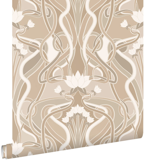 ESTAhome behang vintage bloemen in art nouveau stijl zand beige - 50 x 900 cm - 139896 - vtwonen shop