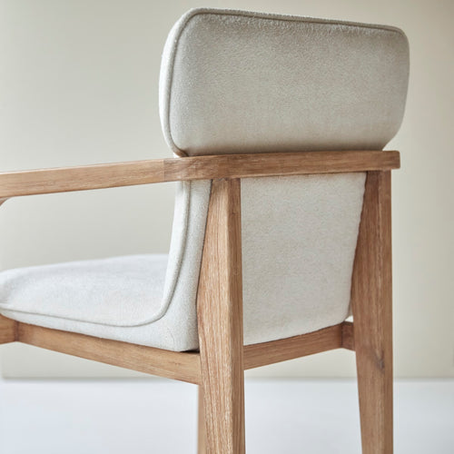 Tikamoon Leunstoel van massief acacia en stof - Beige