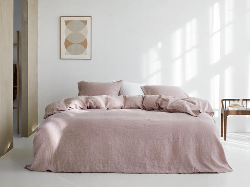 Yumeko dekbedovertrek gewassen linnen rose chambray 140x220 + 1/60x70 - vtwonen shop