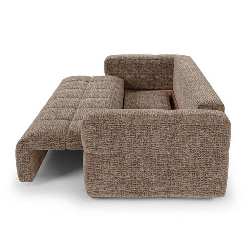 Premium Interiors - Slaapbank met opbergruimte VIBE - zacht aanvoelende geweven stof bruin 247cm