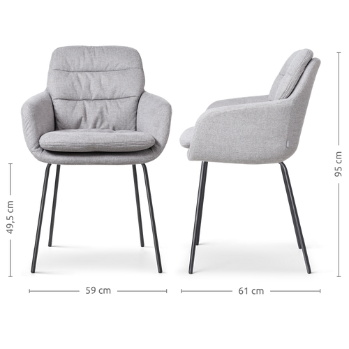 Nolon Nora-Mia Eetkamerstoelen Set van 2 - Grijs - Zwart Onderstel - vtwonen shop