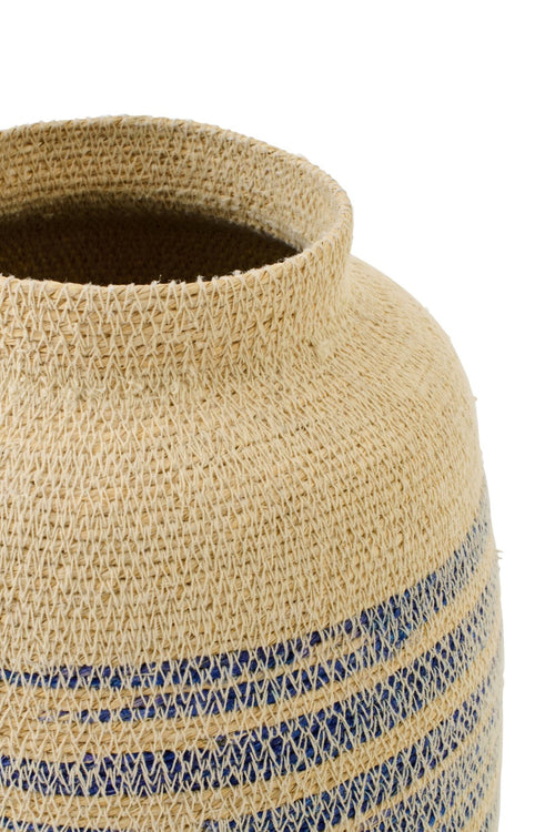 J-Line mand Gestreept - zeegras - naturel/blauw