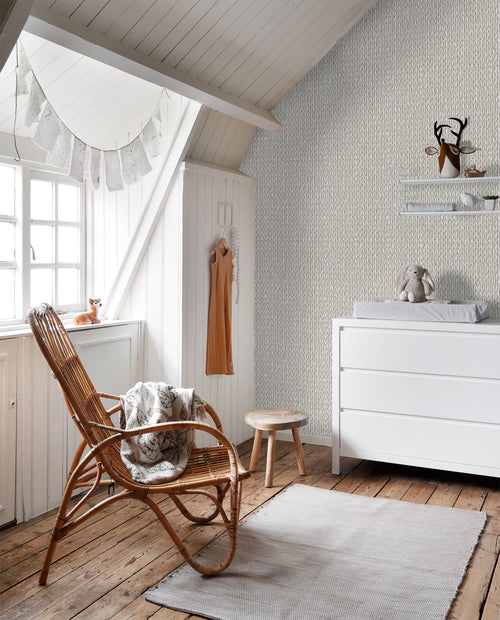 ESTAhome behang geweven riet motief licht warm grijs - 53 cm x 10.05 m - 148698