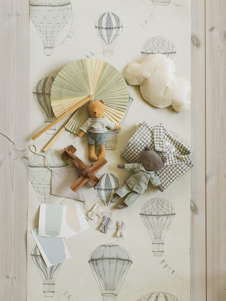 Borastapeter behang luchtballonnen vergrijsd blauw - 53 cm x 10.05 m - 660624 - vtwonen shop