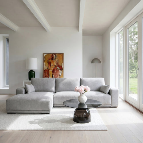 Furnhouse chaise longue bank links California - Lichtgrijs - Stof - 105x305x85