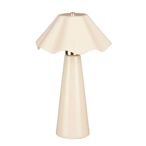 Mica Decorations Meera Tafellamp Beige Keramiek - Geschikt voor E27 Lichtbron Max. 60W - IP20 Classificatie voor Binnengebruik - Decoratieve Geplooide