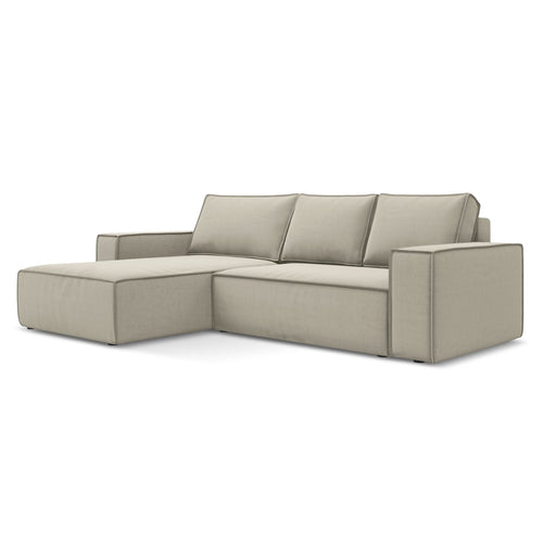 LaMiaSofa hoekbank links Livorno - velours - parel - 290x185x82