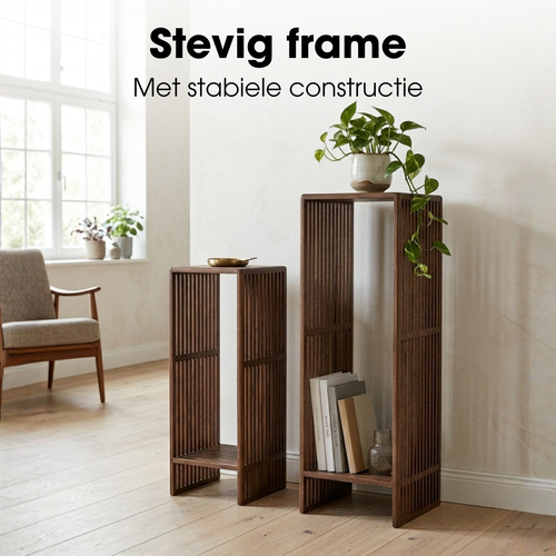 Mica Decorations Gian Bijzettafel – Set van 2  Bijzettafels – Bijzettafel – Tafeltje – Leuk als Plantentafeltje of Plantenstandaard – 33 x 27 x 86 cm