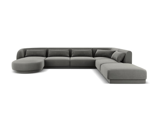 Cosmopolitan Design Panoramische hoekbank rechts Tulum 6-zits, flueel, lichtgrijs - 255x330x70cm