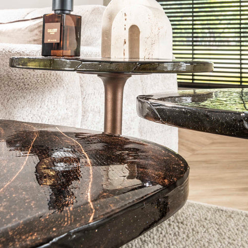 Giga Meubel Bijzettafel Eclipse - Koper Metaal/Glas - 38x33x60cm