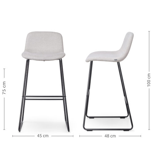 Nolon Nino-Mats Barkrukken Set van 2 - Beige - Zwart - 75 cm - vtwonen shop