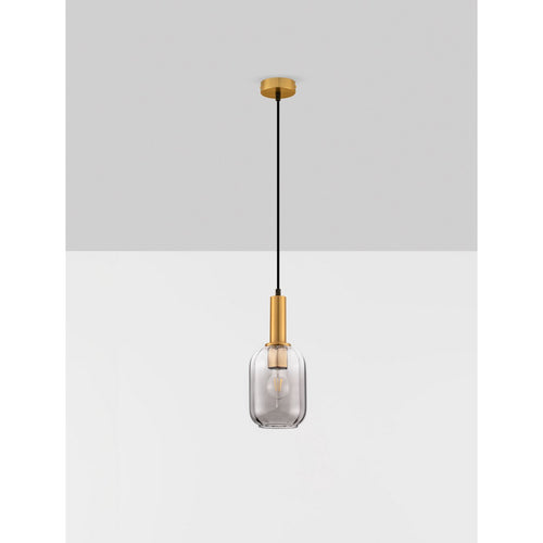 Nova Luce MAHO Slanke hanglamp voor aan het plafond, rookkleurig messing goudkleurig, E27 fitting, 1x12W