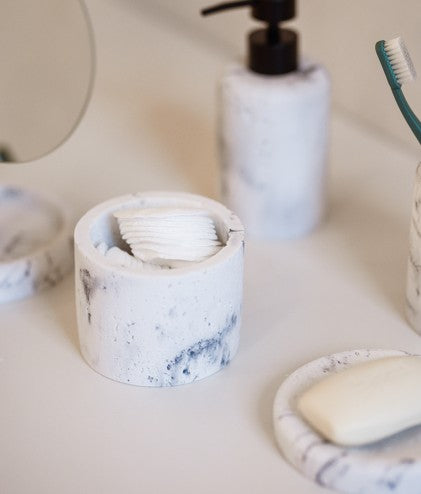 S|P Collection - Opbergpot 9,5xH9,5cm marble white Suds