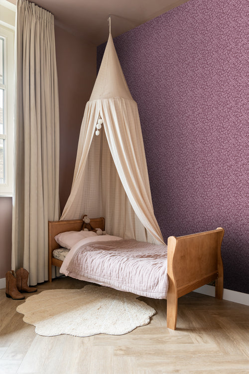 ESTAhome behang bloemetjes donker paars - 50 x 900 cm - 131673