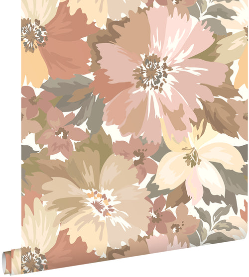 ESTAhome behang bloemen licht terracotta en terracotta roze - 50 x 900 cm - 131264 - vtwonen shop