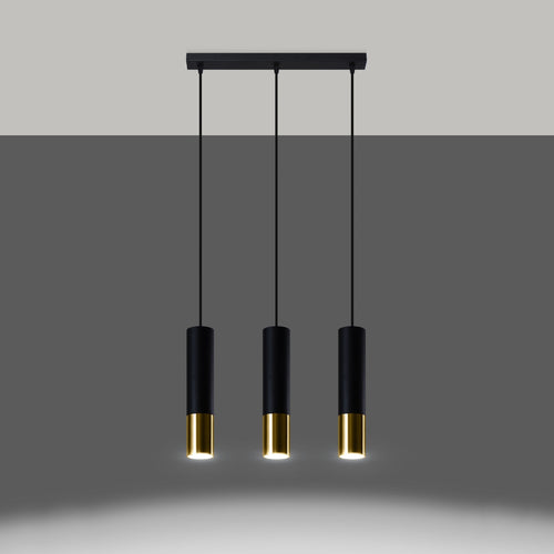 Sollux Lighting Hanglamp LOOPEZ 3L zwart/goud - 45x6x90cm