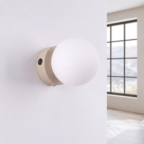 Sollux Lighting Wandlamp YOLI 1 taupe met schakelaar - 12x14x12cm