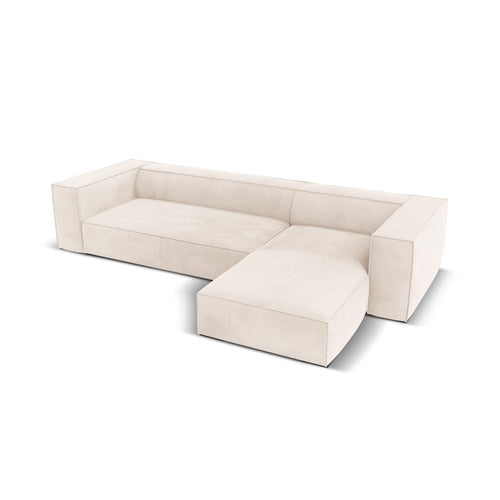 Cosmopolitan Design - Rechter hoekbank Turin 5-zits, structurele stof lichtbeige - 173x290x68cm