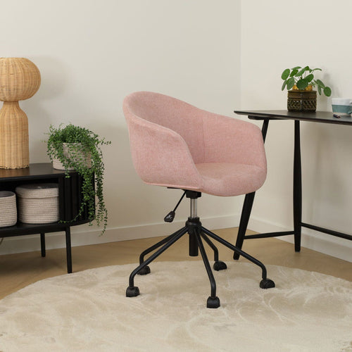 Nolon Nout-Otis Bureaustoel Zacht Roze - Armleuningen - Zwart - vtwonen shop