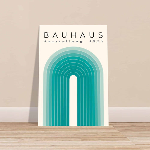 Artfulprints Poster met Lijst Bauhaus - Turquoise rainbow   - A4 21x29.7 cm - Turquoise