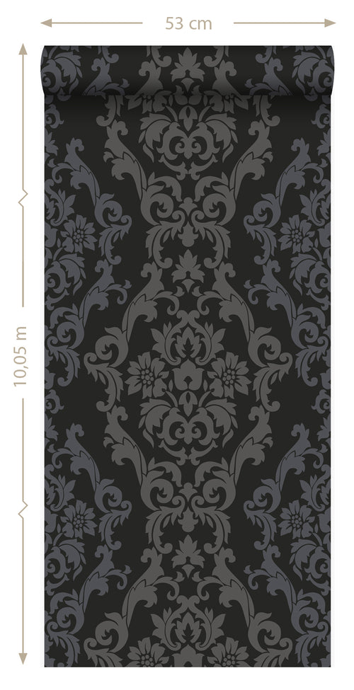 Origin Wallcoverings behang ornamenten zwart en glanzend brons - 53 cm x 10,05 m - 346208
