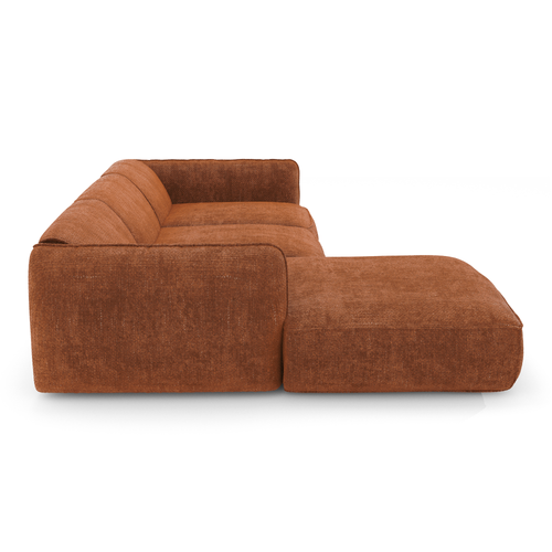 Sia Home - Hoekbanken links LIVIA - Fluweel weefsel - Terracotta - 272cm