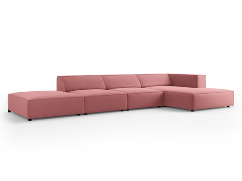 Cosmopolitan Design rechter hoekbank Arendal 5-zits, flueel, zalm - 166x341x70cm