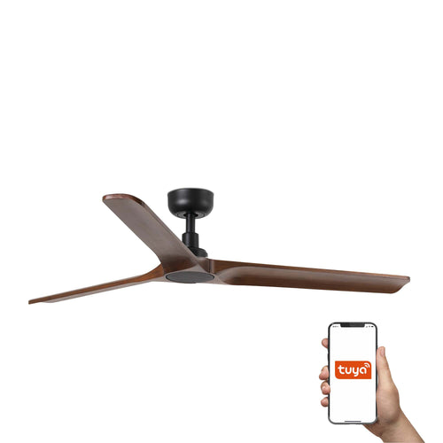 Faro Heywalnut Groot 3-bladig matzwart Tuya Smart System