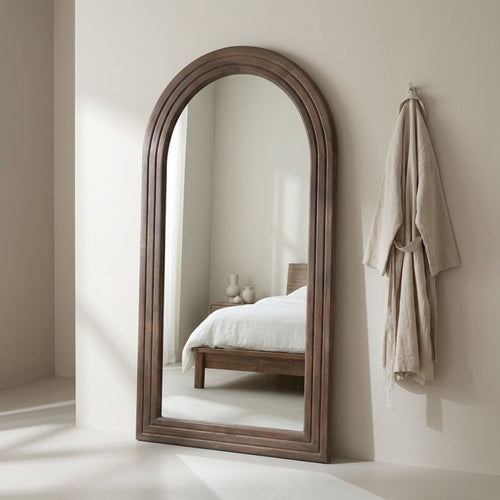 Giga Meubel Spiegel Esther - Staand Donkerbruin Hout - 94x4x178cm - vtwonen shop