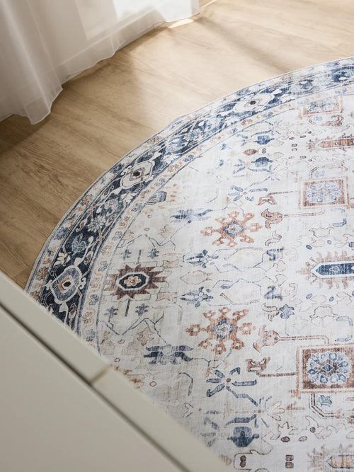 benuta wasbaar vloerkleed George - crème/grijs - ø 120 cm