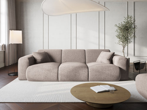 Cosmopolitan Design Bank Nolio 3-zits, chenille, beige - 95x235x72cm