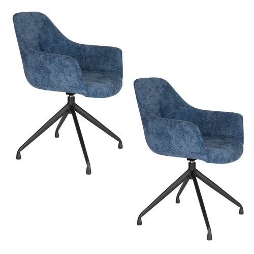 Housecraft Living Wiz Eetkamerstoelen Draaibaar Blauw - Set van 2 - vtwonen shop