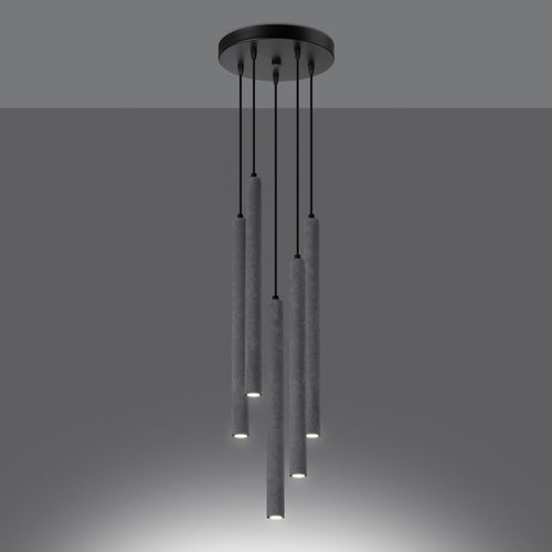 Sollux Lighting Hanglamp PASTELO 5P beton - 25x25x110cm