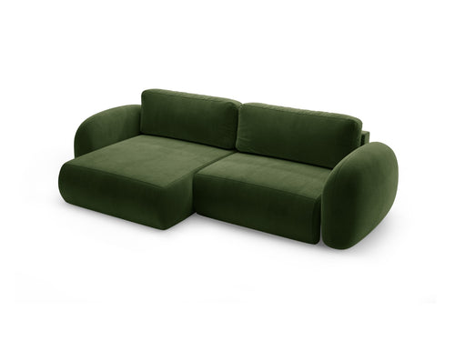 Cosmopolitan Design Omkeerbare converteerbare hoekbank met opbergdoos Tonale 4-zits, flueel legergroen - 149x262x88cm