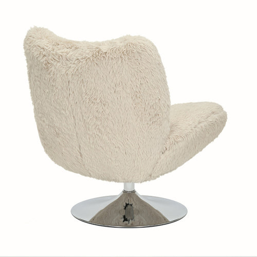 DÉJA Living Draaifauteuil Morten - Taupe Fluffy/Chrome - 70x78x82cm - vtwonen shop