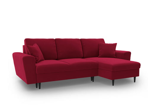 Cosmopolitan Design Omkeerbare converteerbare hoekbank met opbergdoos Kyoto 4-zits, flueel rood - 145x241x88cm