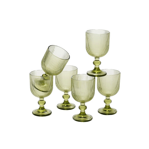 Mica Decorations Merlot Wijnglas set van 6 - 250 ml - Glas - Licht Groen