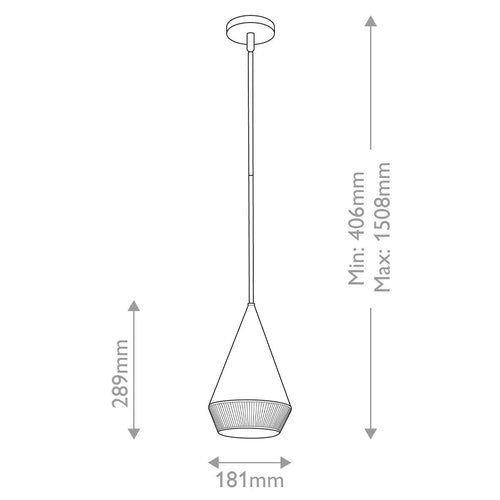 Schlanke Pendel-Deckenleuchte Modern Mattschwarz, Natur 1x E27