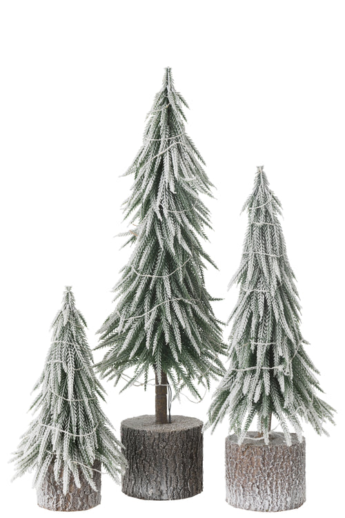 J-Line decoratie kerstboom Sneeuw - kunststof - groen - large - LED lichtjes