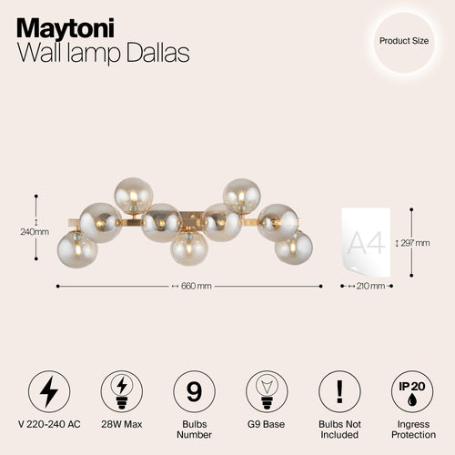 Maytoni - Wandlamp Dallas - Goud - vtwonen shop