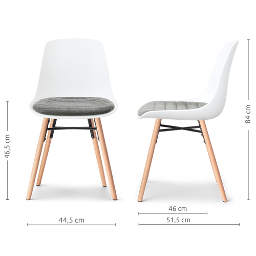 Nolon Nena-Liv eetkamerstoel wit met zeegrijs zitkussen - houten onderstel