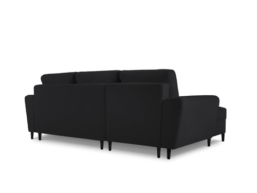 Cosmopolitan Design Uitklapbare hoekbank links met opbergdoos Kyoto 4-zits, boucle, zwart - 145x241x88cm