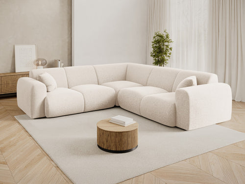 Cosmopolitan Design Symmetrische hoekbank Nolio 5-zits, chenille lichtbeige - 252x252x72cm