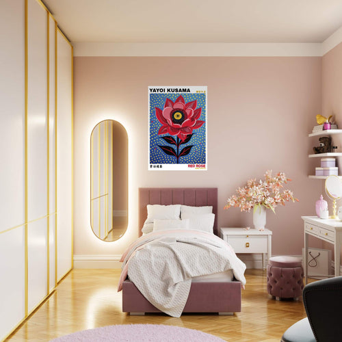 Artfulprints  Yayoi Kusama - Red rose and dots   poster A4 21x29.7 cm - vtwonen shop