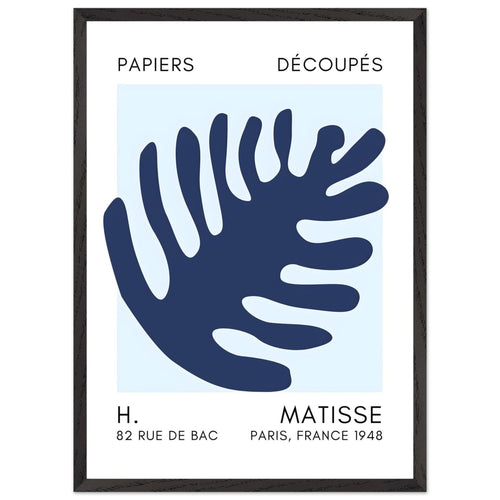 Artfulprints Poster met Lijst Matisse – Coral bloom navy blue I   - 50x70 cm - Blauw