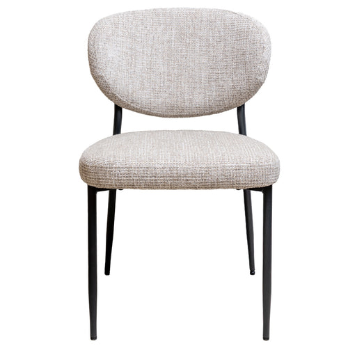 Giga Meubel Eetkamerstoel Vajèn Beige – Chenille – Zwart Metalen Onderstel - Set van 2