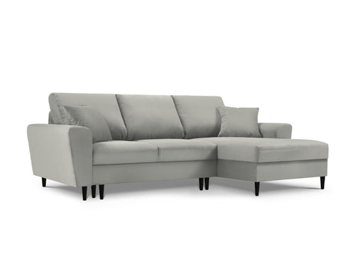 Cosmopolitan Design Converteerbare hoekbank rechts met opbergdoos Kyoto 4-zits, ribfluwelen, lichtgrijs - 145x241x88cm
