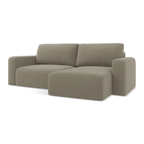 LaMiaSofa hoekbank rechts Ostia - textuurstof - donkerbeige - 244x149x79