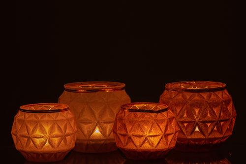 J-Line kaarshouder Bol - glas/fluweel - oker - large - 2 stuks - vtwonen shop